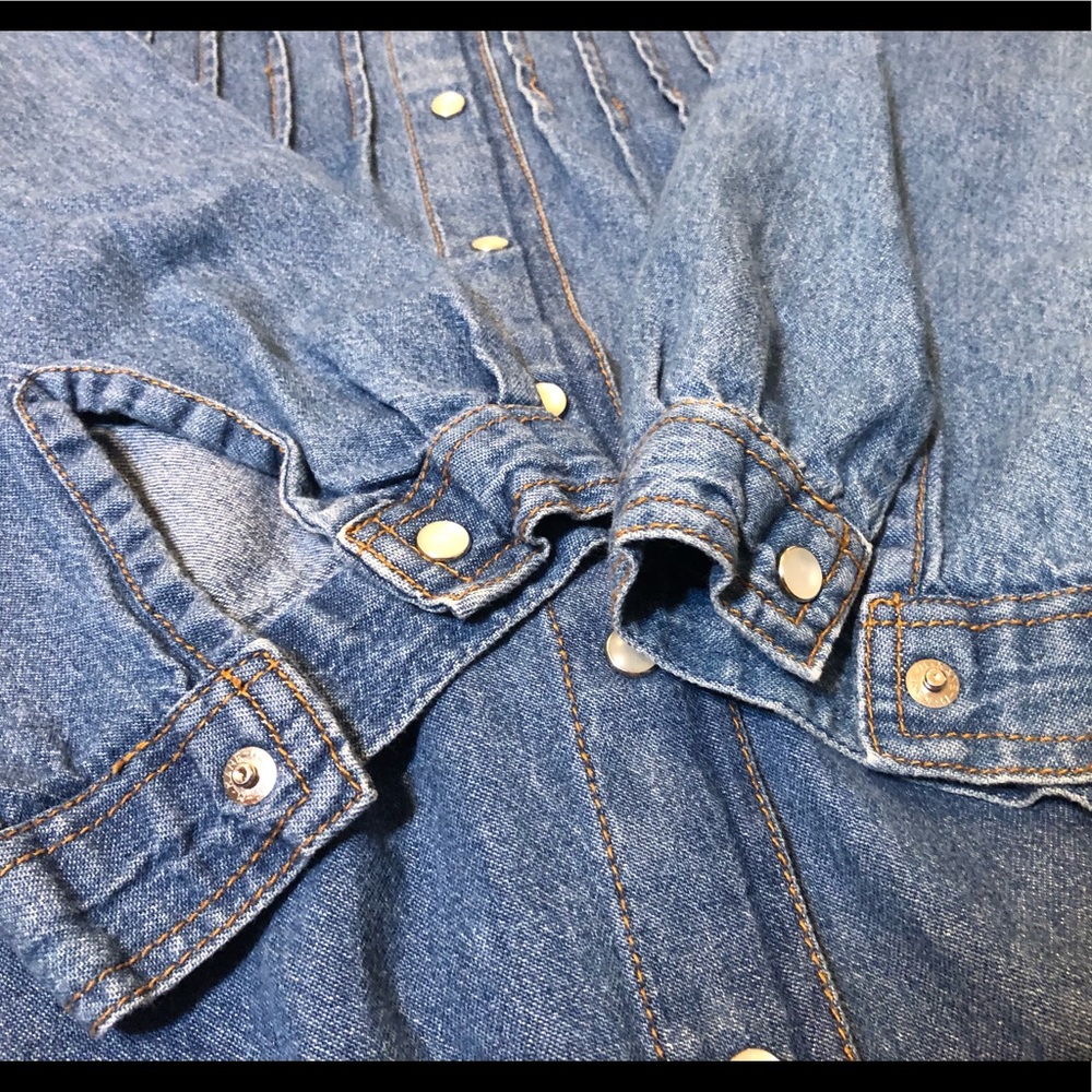 Roaman's Denim Midi Ruffle Front Dress 3X EUC - Host Pick 10/13/25 - Picture 14 of 16